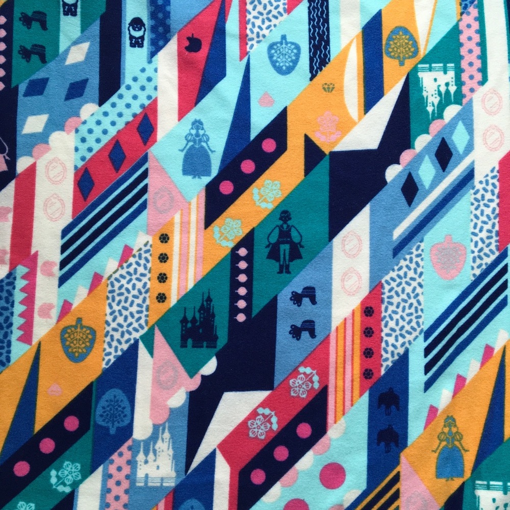 Disney's Snow White character leggings in Colorful Geometric Patterned Fabric